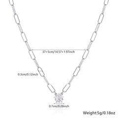 925 Silver Square Star Heart Cubic Zirconia Pendant Collarbone Chain Halloween Jewelry  UponBasics Stars Silver 