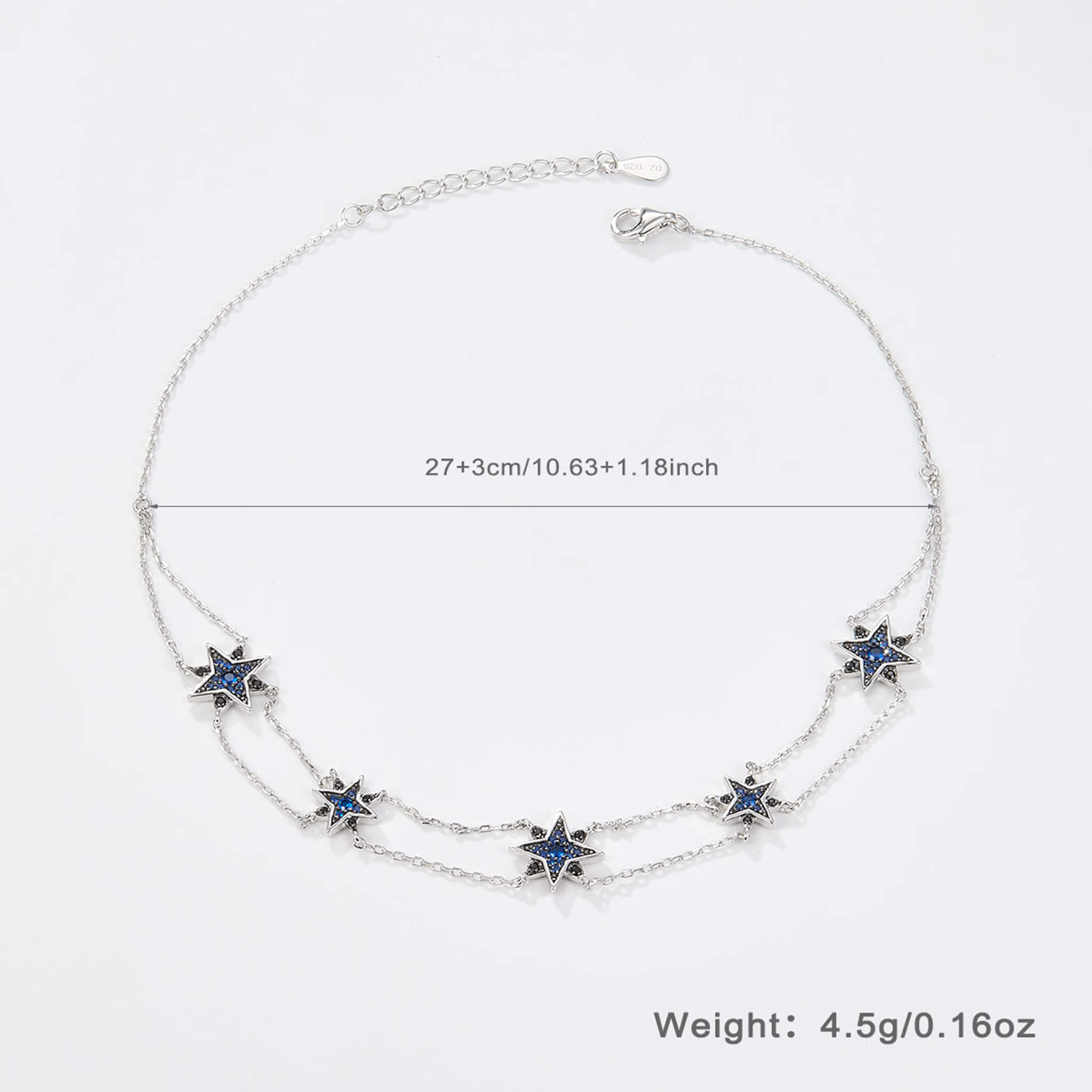 S925 Silver Snowflake Blue Crystal Earrings Necklace Set  UponBasics   