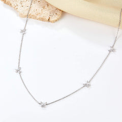Fashion 925 Silver Stackable Butterfly Pendant Zircon-Inlaid Collarbone Chain  UponBasics   