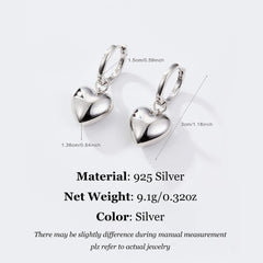 Fashion S925 Silver Heart-shaped Earrings, Perfect for Halloween Gifts  UponBasics   