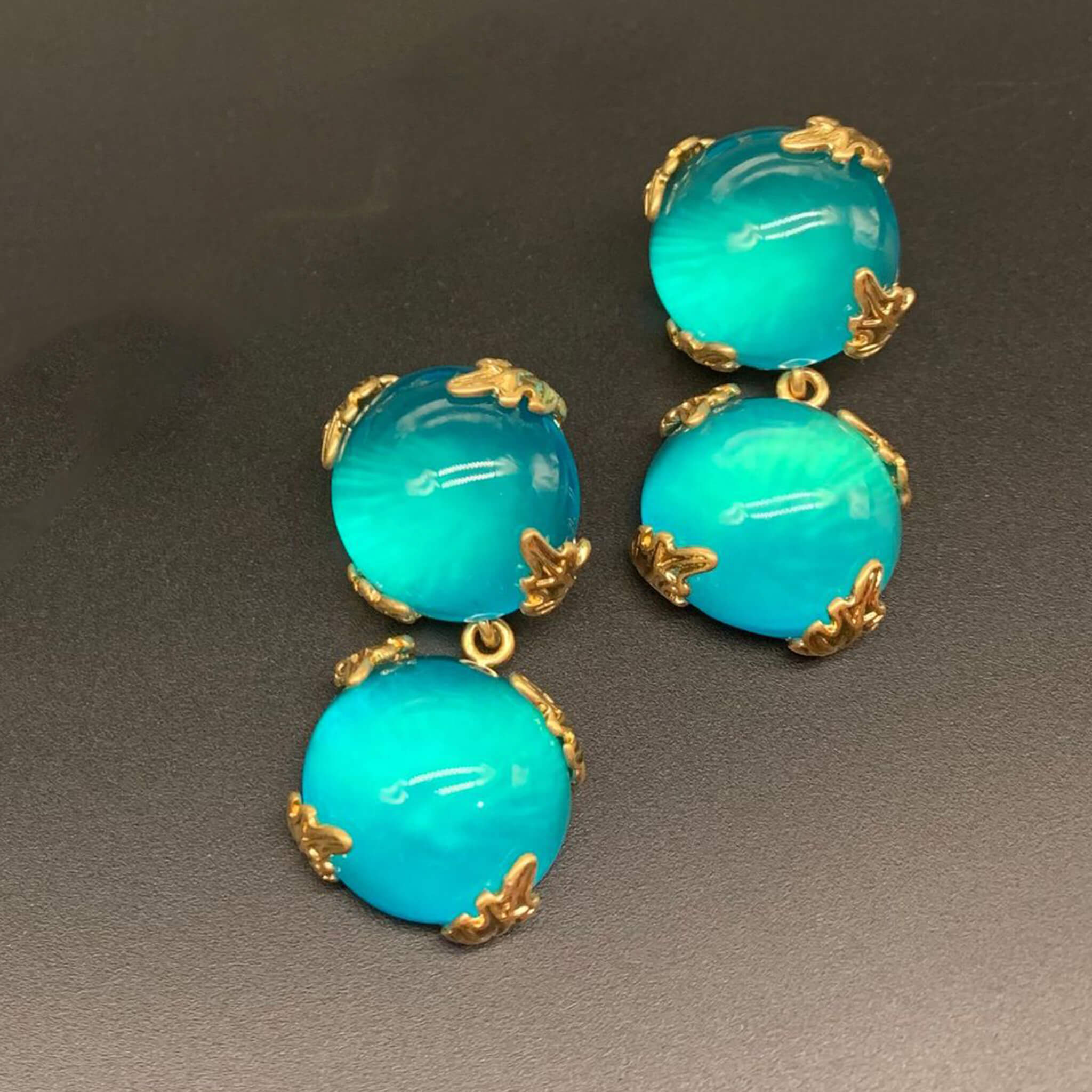 Vintage Minimalist Candy Gradient Bracelet and Earrings Set  UponBasics Blue Earrings 