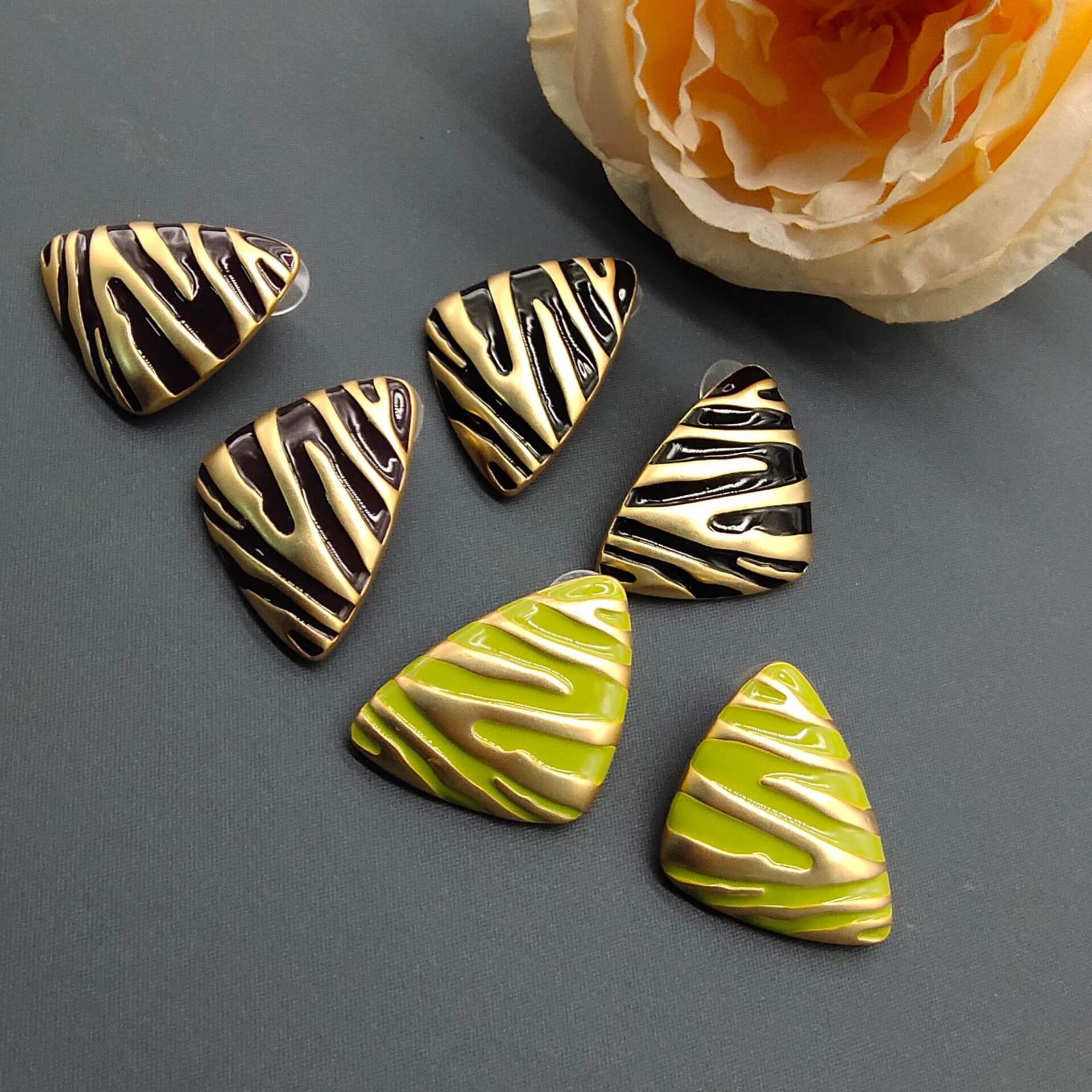 Minimalist Fashion Vintage Zebra Print Geometric Shape Earrings  UponBasics   