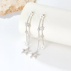 Fashion 925 Silver Star-shaped Earrings with Inlaid Rhinestone  UponBasics   