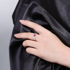 S925 Silver Red Full High Carbon Rhinestone Ring  UponBasics   