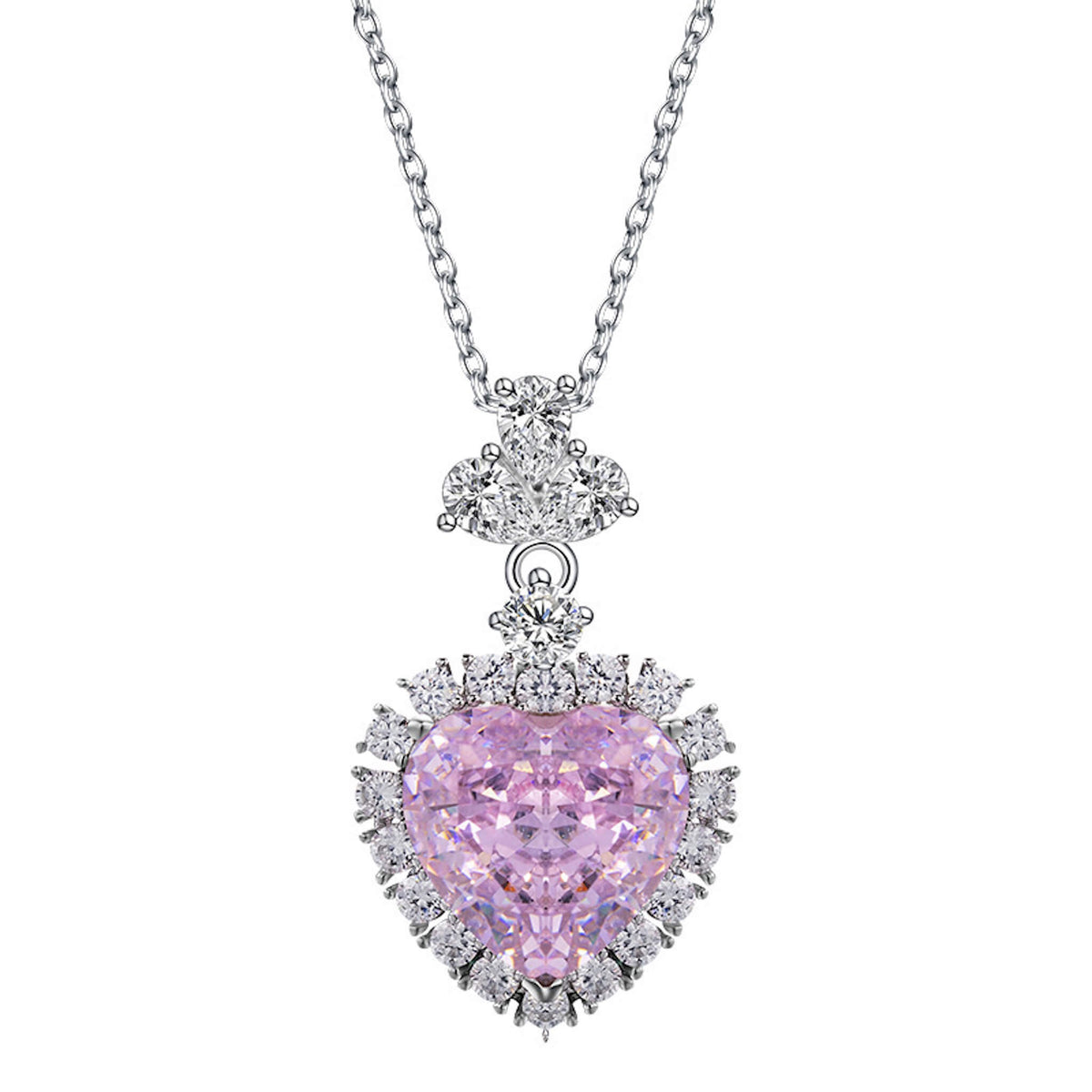 Women's 925 Silver Platinum Pink Rhinestone Classic Necklace  UponBasics Pink  