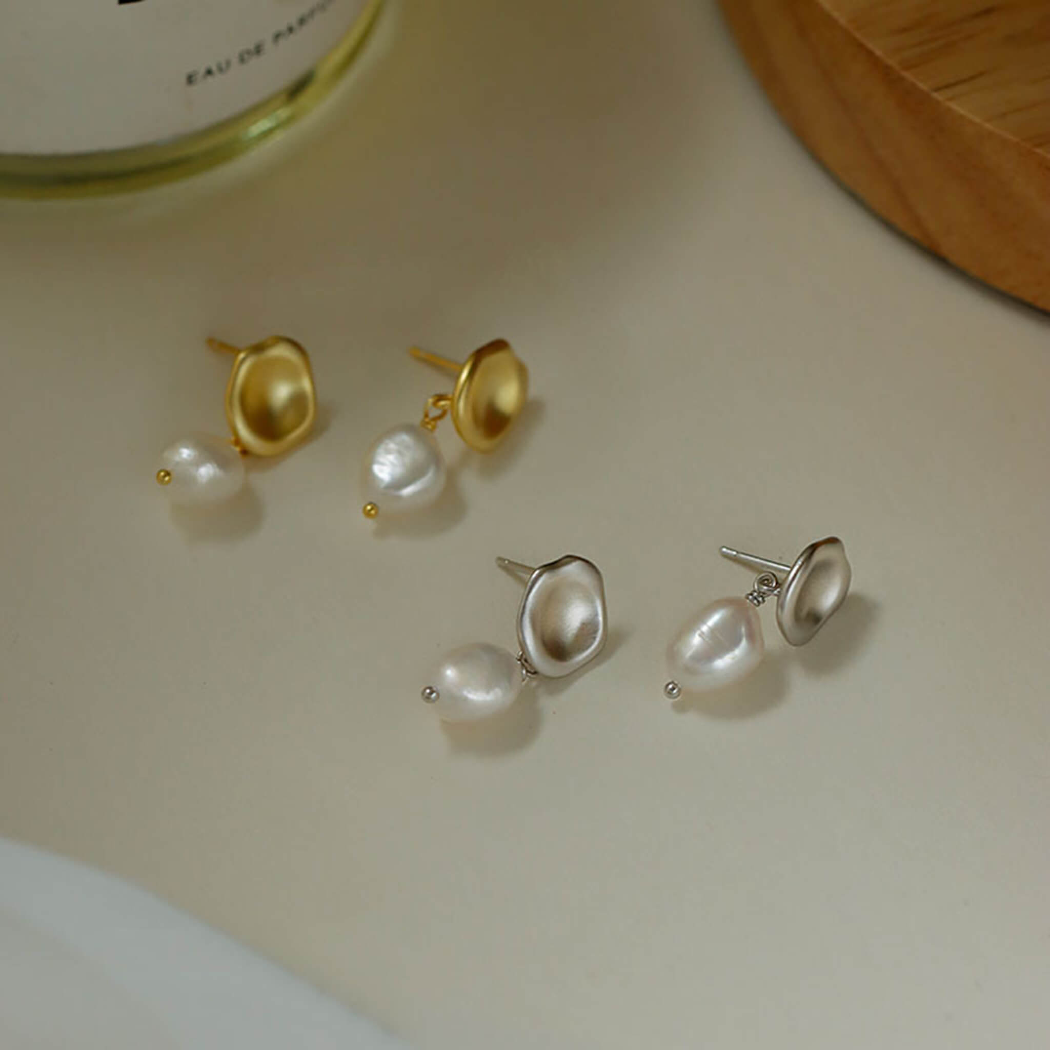 Artistic Vintage 925 Silver Baroque Freshwater Pearl Earrings  UponBasics   