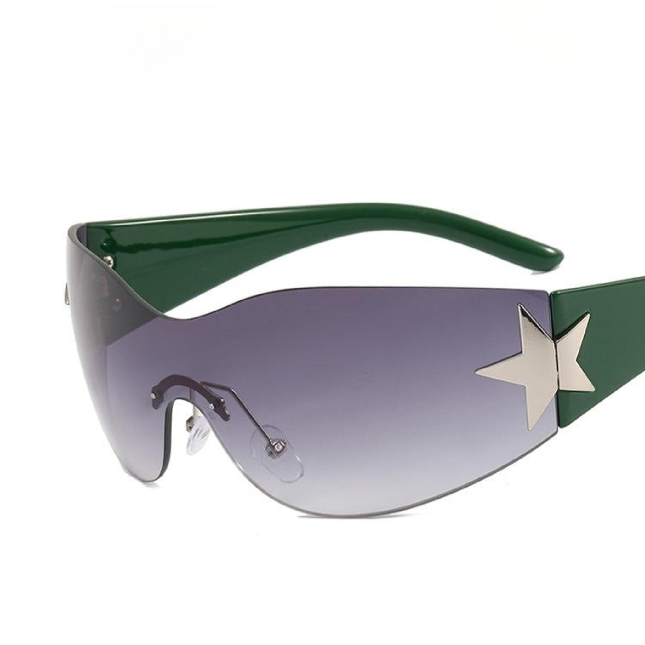 Frameless One-Piece Aviator Sunglasses  UponBasics Green-A11  