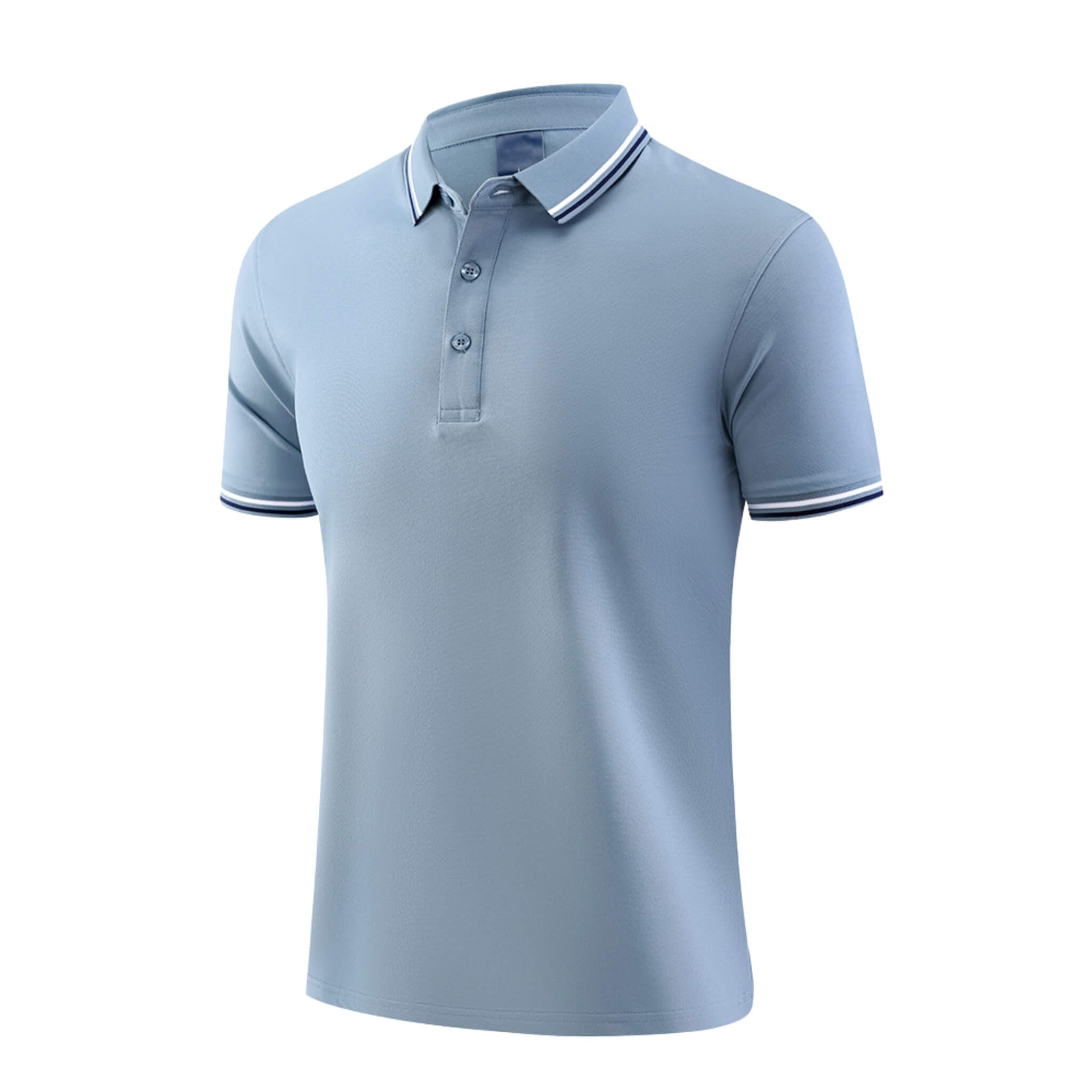 Men's Piqué Cotton Short Sleeve Polo  UponBasics Grey Blue XS 