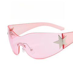 Frameless One-Piece Aviator Sunglasses  UponBasics Pink-A6  