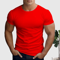 Men's 100% Combed Cotton Tee  UponBasics Red XS 