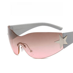 Frameless One-Piece Aviator Sunglasses  UponBasics Silver-A9  